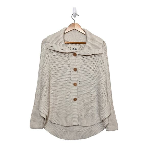 Ugg Maribeth Cable Knit Wool Blend Cocoon Sweater Cape Size Small - Picture 2 of 8